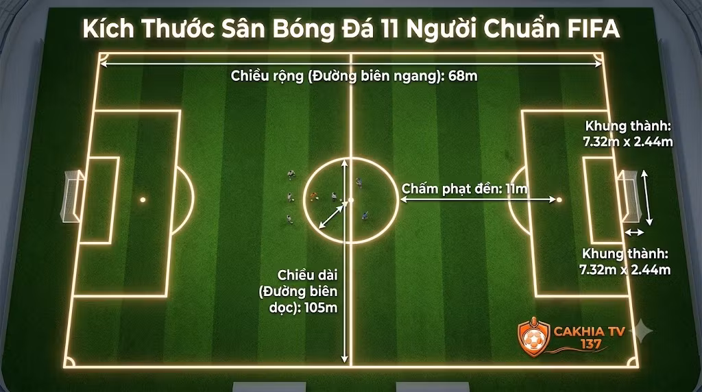 Kích Thước Sân Bóng Đá Tiêu Chuẩn (11, 7, 5 Người) Cập Nhật Mới Nhất